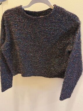 H&M Divided Fuzzy Confetti Cropped Sweater